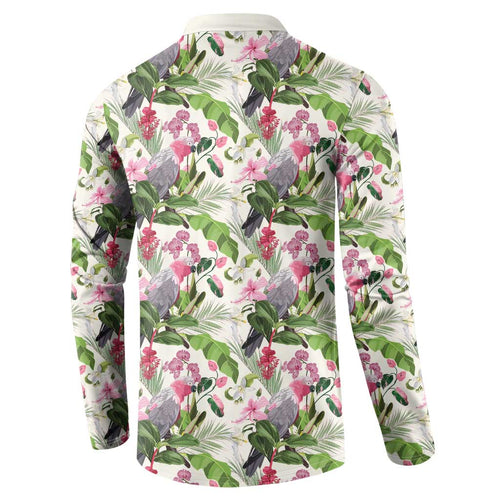 Aussie Pink Cockatoo Flowers Seamless Pattern Button Sweatshirt - Aussie Hoodie