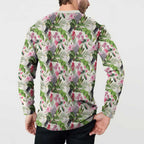 Aussie Pink Cockatoo Flowers Seamless Pattern Button Sweatshirt - Aussie Hoodie