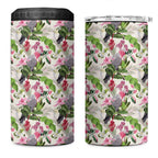Aussie Pink Cockatoo Flowers Seamless Pattern 4 in 1 Can Cooler Tumbler - Aussie Hoodie