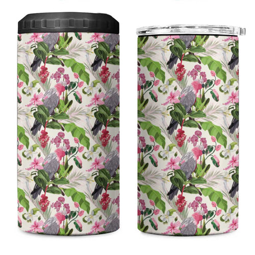 Aussie Pink Cockatoo Flowers Seamless Pattern 4 in 1 Can Cooler Tumbler - Aussie Hoodie