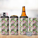 Aussie Pink Cockatoo Flowers Seamless Pattern 4 in 1 Can Cooler Tumbler - Aussie Hoodie