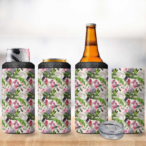 Aussie Pink Cockatoo Flowers Seamless Pattern 4 in 1 Can Cooler Tumbler - Aussie Hoodie