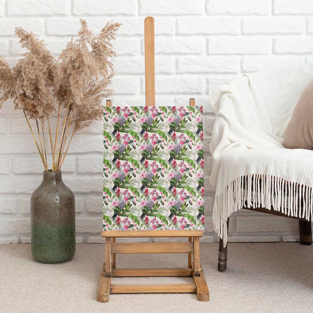 Aussie Pink Cockatoo Flowers Seamless Pattern Canvas Wall Art - Aussie Hoodie