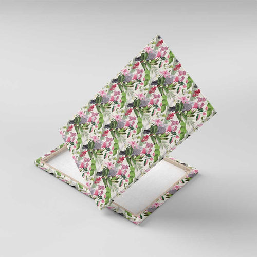Aussie Pink Cockatoo Flowers Seamless Pattern Canvas Wall Art - Aussie Hoodie