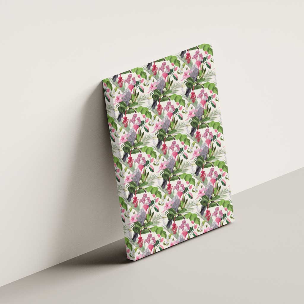 Aussie Pink Cockatoo Flowers Seamless Pattern Canvas Wall Art - Aussie Hoodie