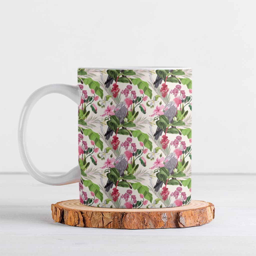 Aussie Pink Cockatoo Flowers Seamless Pattern Ceramic Mug - Aussie Hoodie