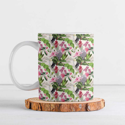 Aussie Pink Cockatoo Flowers Seamless Pattern Ceramic Mug - Aussie Hoodie