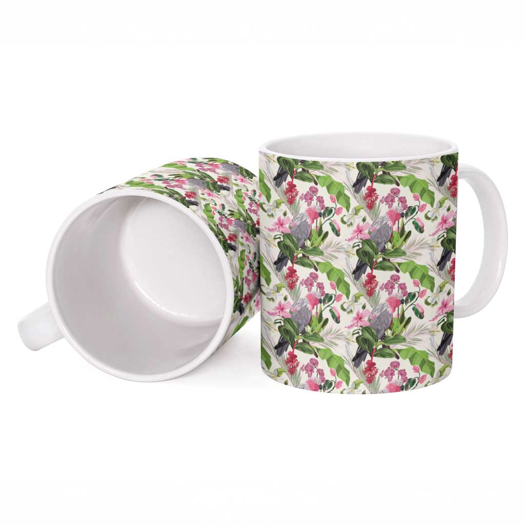 Aussie Pink Cockatoo Flowers Seamless Pattern Ceramic Mug - Aussie Hoodie