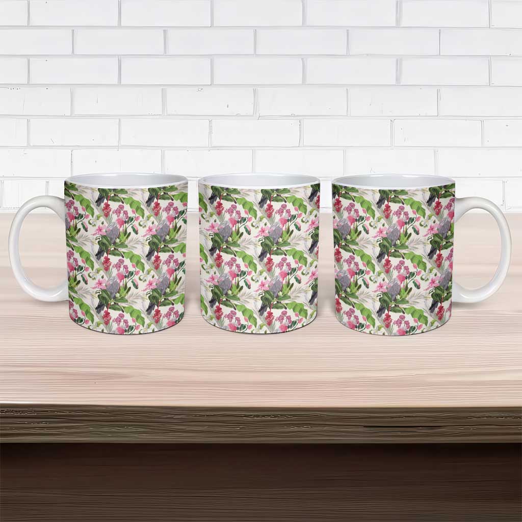 Aussie Pink Cockatoo Flowers Seamless Pattern Ceramic Mug - Aussie Hoodie