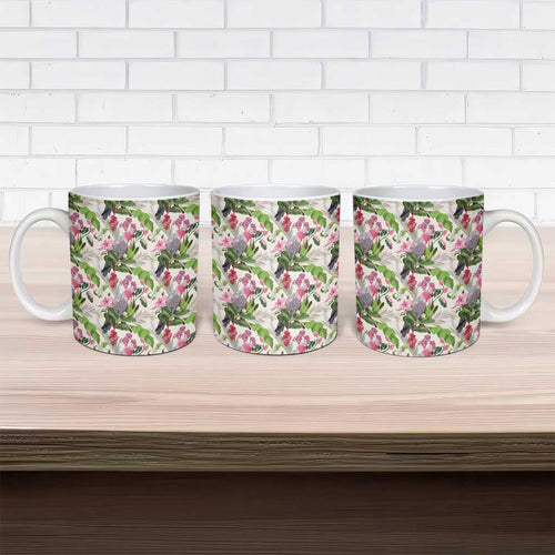 Aussie Pink Cockatoo Flowers Seamless Pattern Ceramic Mug - Aussie Hoodie