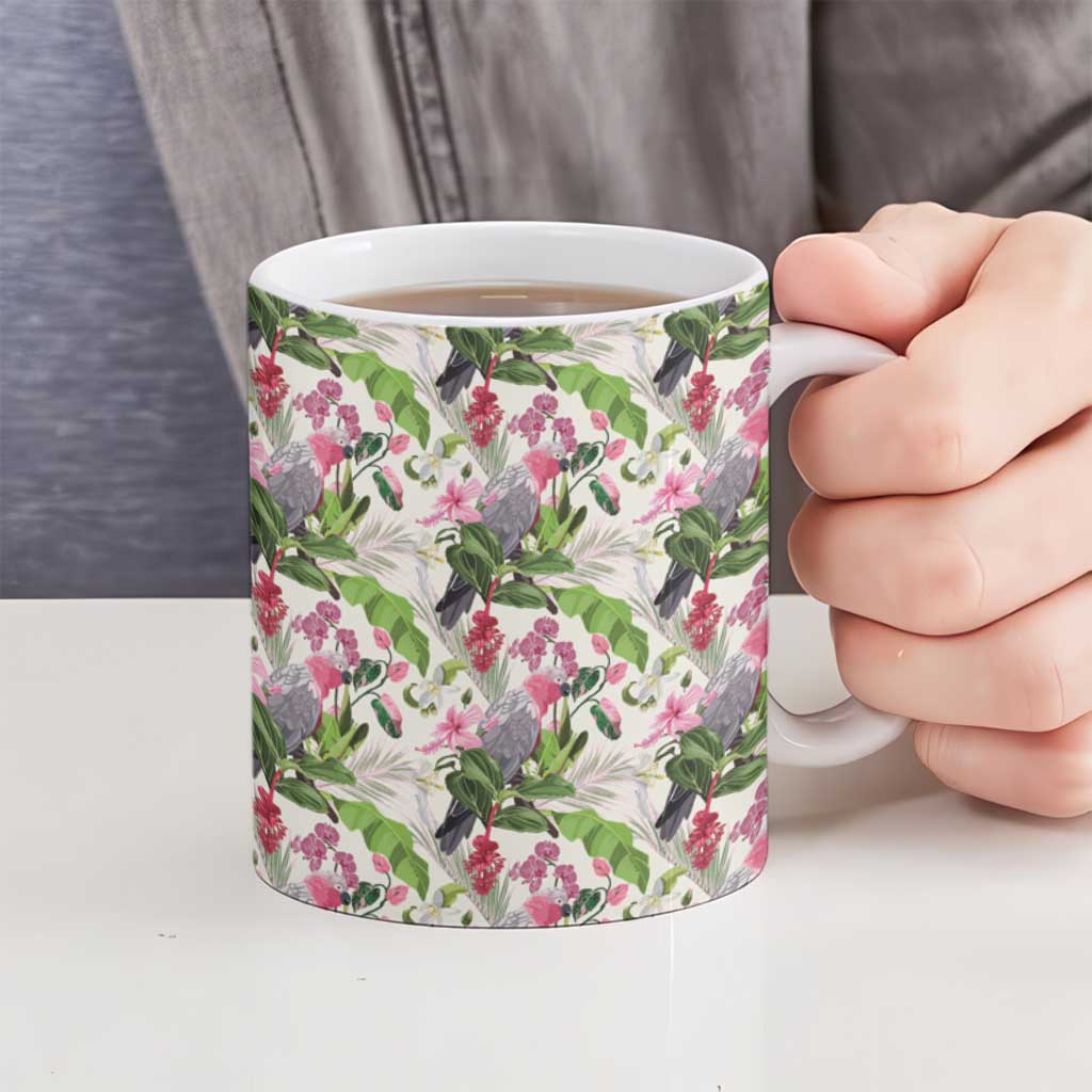 Aussie Pink Cockatoo Flowers Seamless Pattern Ceramic Mug - Aussie Hoodie