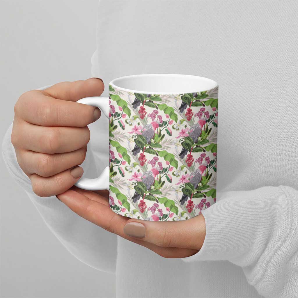 Aussie Pink Cockatoo Flowers Seamless Pattern Ceramic Mug - Aussie Hoodie