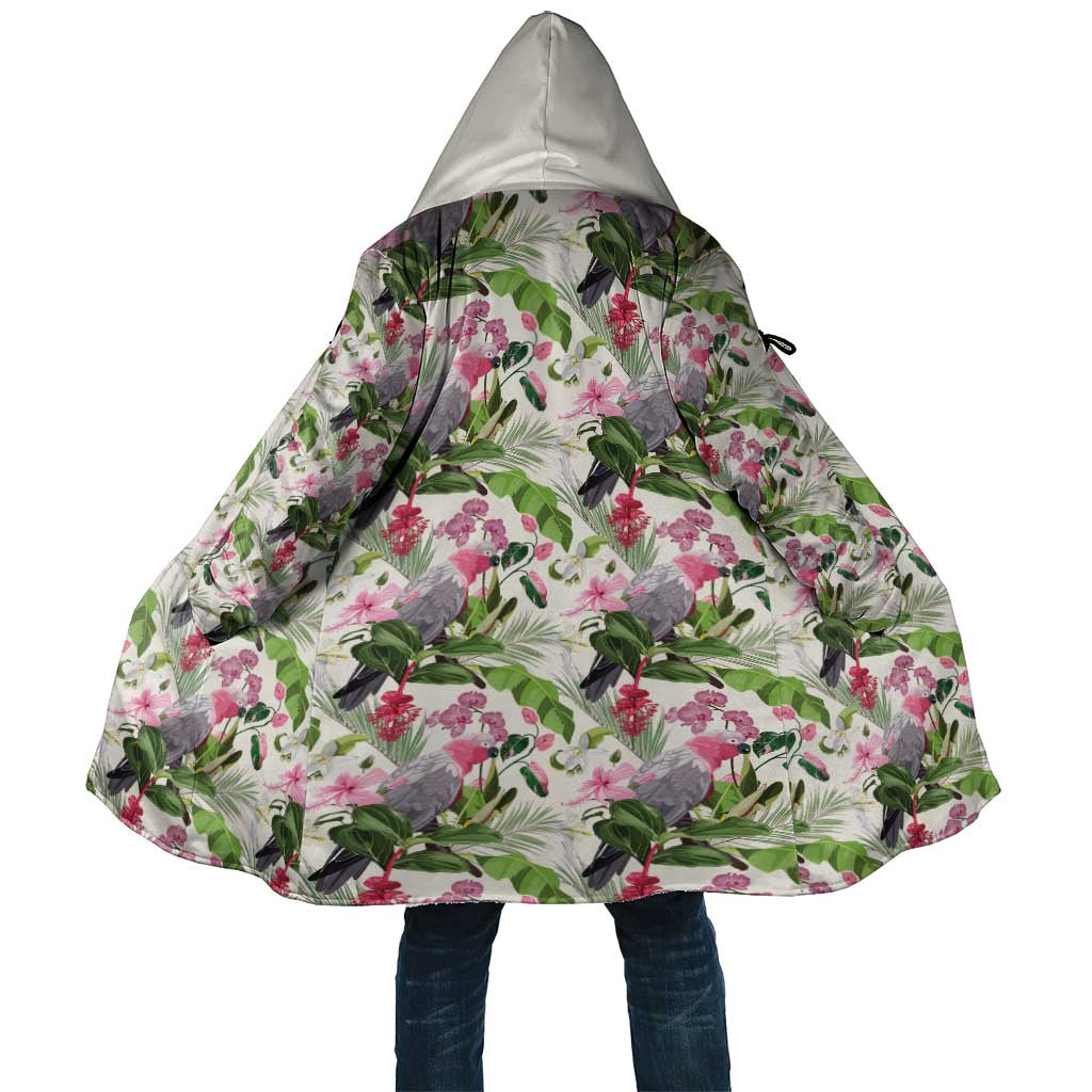 Aussie Pink Cockatoo Flowers Seamless Pattern Cloak - Aussie Hoodie