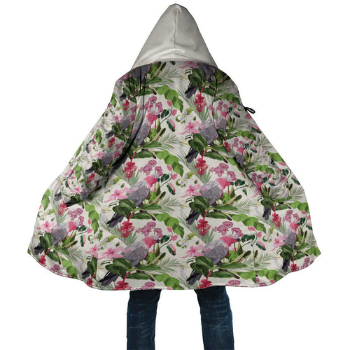 Aussie Pink Cockatoo Flowers Seamless Pattern Cloak - Aussie Hoodie