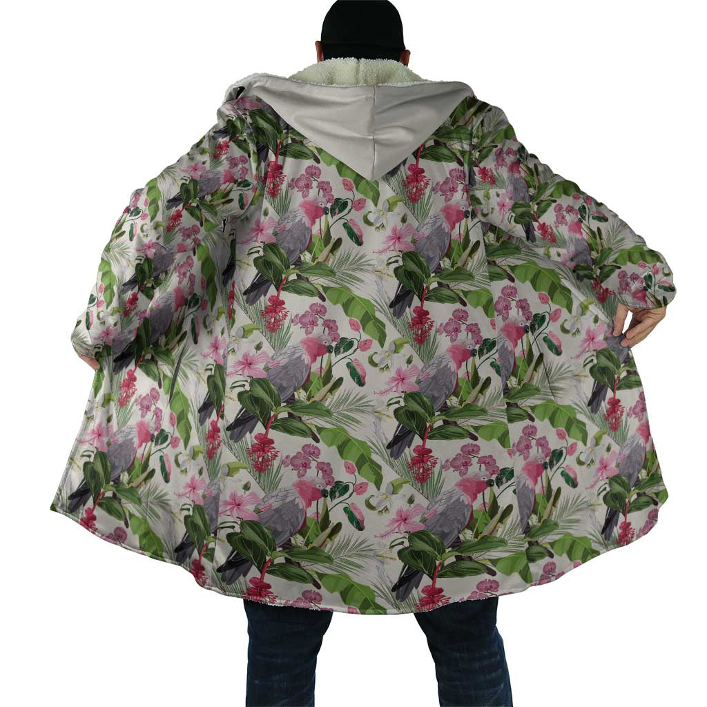 Aussie Pink Cockatoo Flowers Seamless Pattern Cloak - Aussie Hoodie