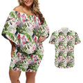 Aussie Pink Cockatoo Flowers Seamless Pattern Couples Matching Off Shoulder Short Dress and Hawaiian Shirt - Aussie Hoodie