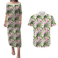 Aussie Pink Cockatoo Flowers Seamless Pattern Couples Matching Puletasi and Hawaiian Shirt - Aussie Hoodie