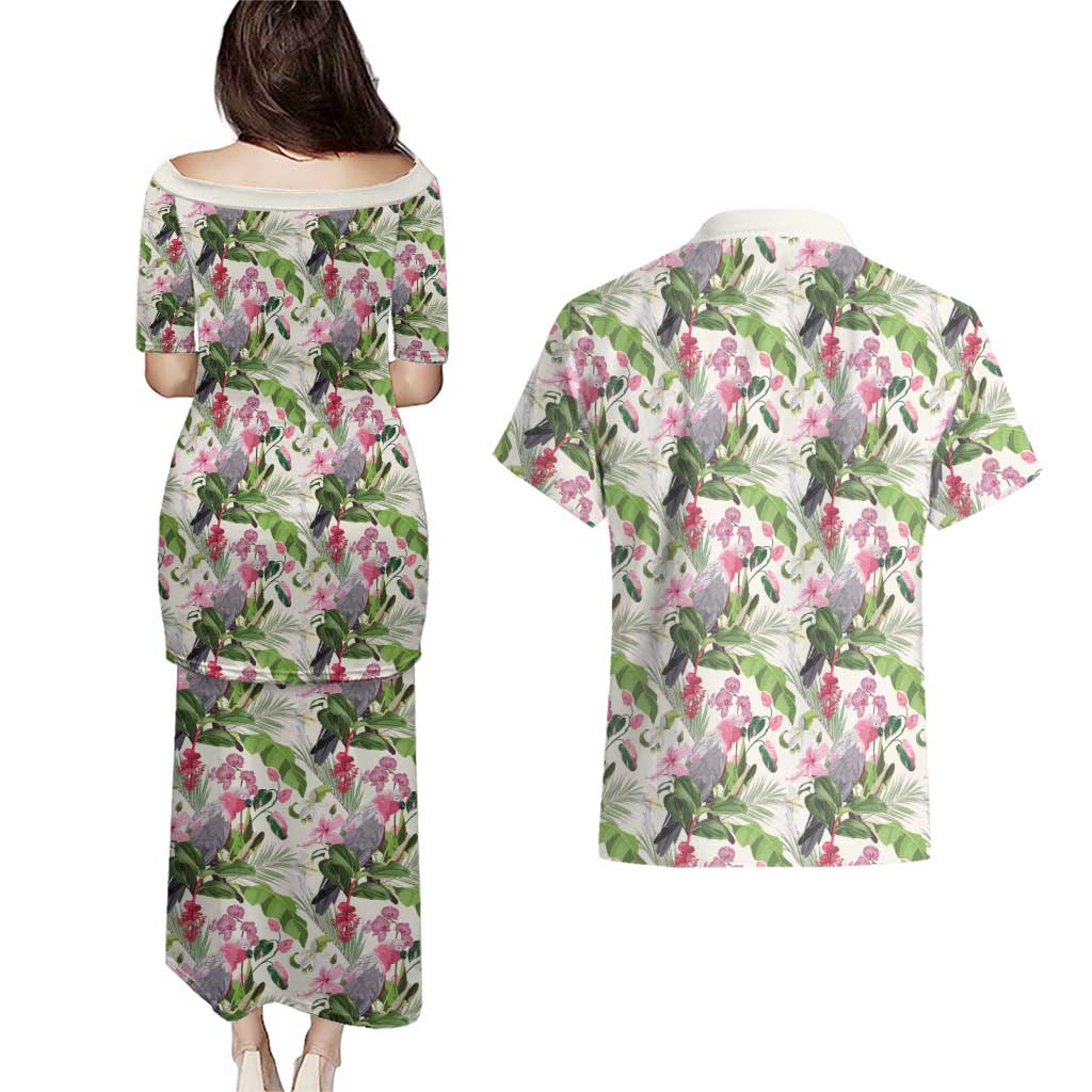 Aussie Pink Cockatoo Flowers Seamless Pattern Couples Matching Puletasi and Hawaiian Shirt - Aussie Hoodie