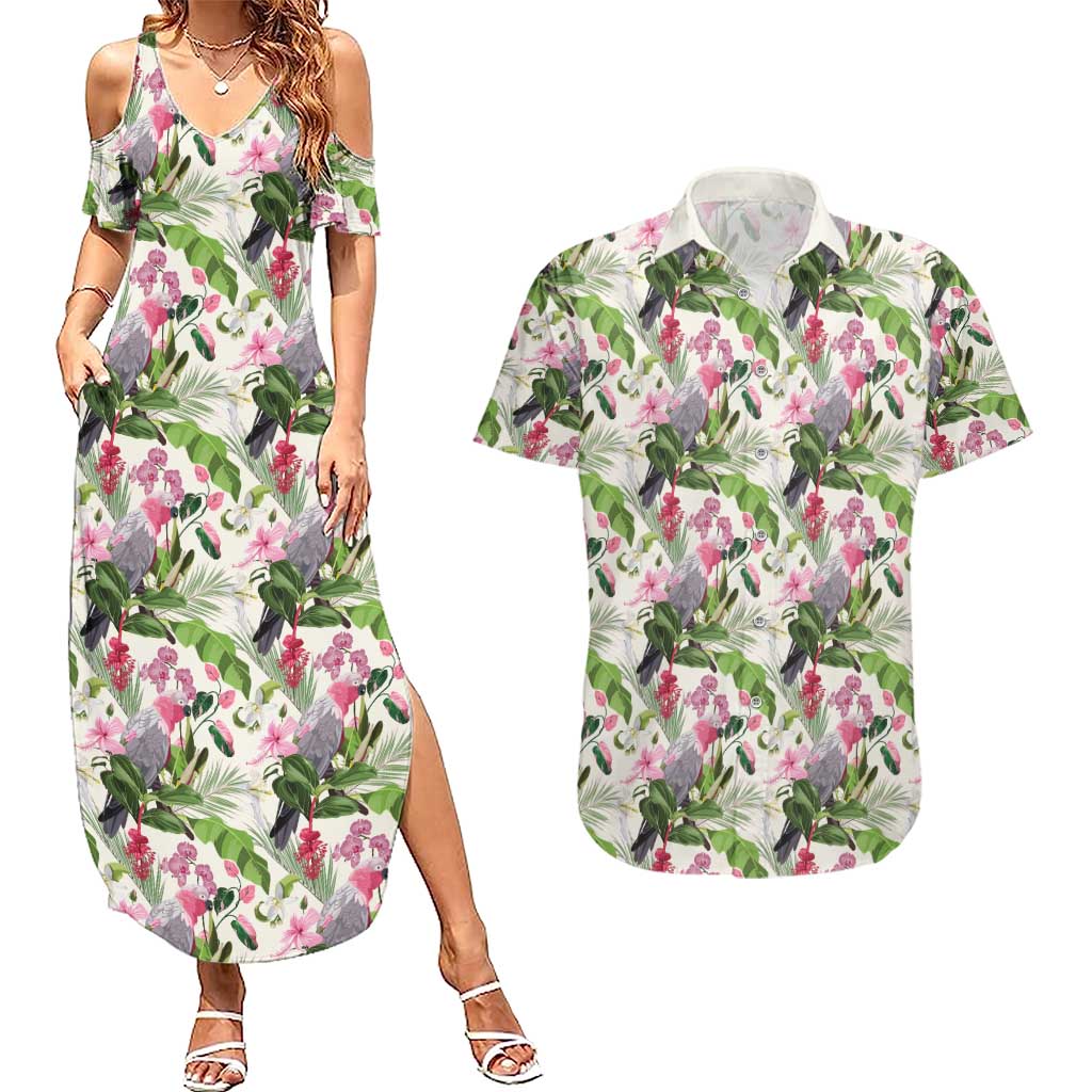 Aussie Pink Cockatoo Flowers Seamless Pattern Couples Matching Summer Maxi Dress and Hawaiian Shirt - Aussie Hoodie