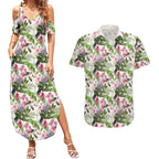 Aussie Pink Cockatoo Flowers Seamless Pattern Couples Matching Summer Maxi Dress and Hawaiian Shirt - Aussie Hoodie