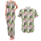 Aussie Pink Cockatoo Flowers Seamless Pattern Couples Matching Tank Maxi Dress and Hawaiian Shirt - Aussie Hoodie