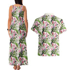 Aussie Pink Cockatoo Flowers Seamless Pattern Couples Matching Tank Maxi Dress and Hawaiian Shirt - Aussie Hoodie