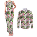 Aussie Pink Cockatoo Flowers Seamless Pattern Couples Matching Tank Maxi Dress and Long Sleeve Button Shirt - Aussie Hoodie