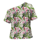 Aussie Pink Cockatoo Flowers Seamless Pattern Cross Shoulder Shirt - Aussie Hoodie