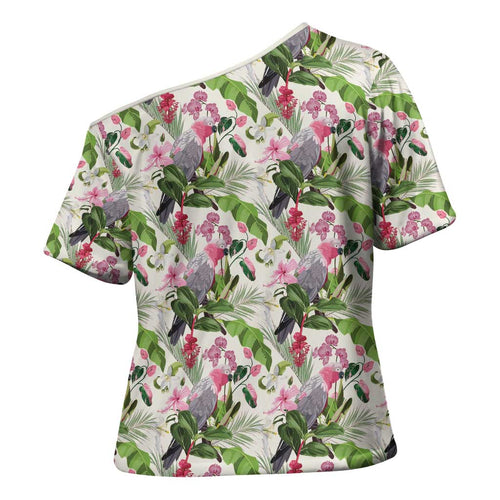 Aussie Pink Cockatoo Flowers Seamless Pattern Cross Shoulder Shirt - Aussie Hoodie