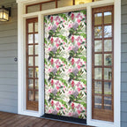 Aussie Pink Cockatoo Flowers Seamless Pattern Door Cover - Aussie Hoodie