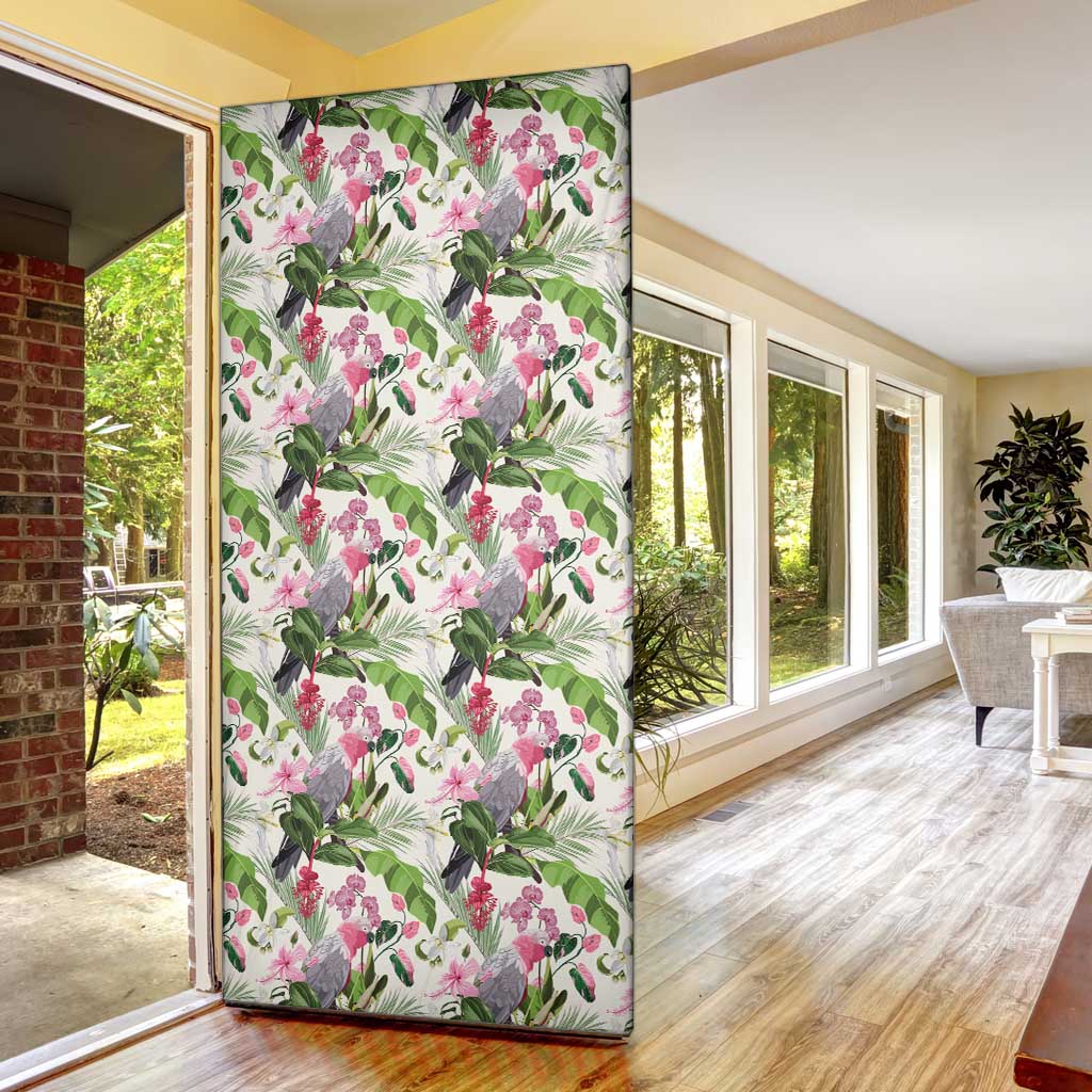 Aussie Pink Cockatoo Flowers Seamless Pattern Door Cover - Aussie Hoodie