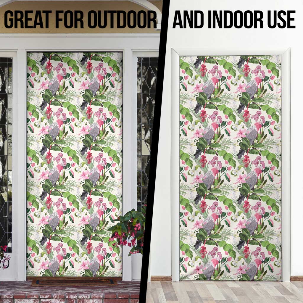 Aussie Pink Cockatoo Flowers Seamless Pattern Door Cover - Aussie Hoodie