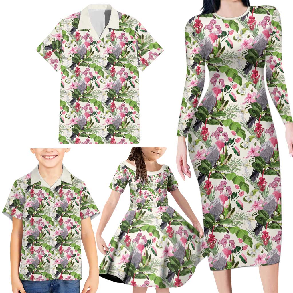Aussie Pink Cockatoo Flowers Seamless Pattern Family Matching Long Sleeve Bodycon Dress and Hawaiian Shirt - Aussie Hoodie