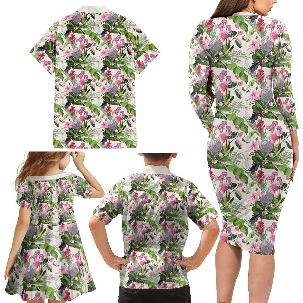 Aussie Pink Cockatoo Flowers Seamless Pattern Family Matching Long Sleeve Bodycon Dress and Hawaiian Shirt - Aussie Hoodie