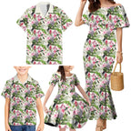 Aussie Pink Cockatoo Flowers Seamless Pattern Family Matching Mermaid Dress and Hawaiian Shirt - Aussie Hoodie