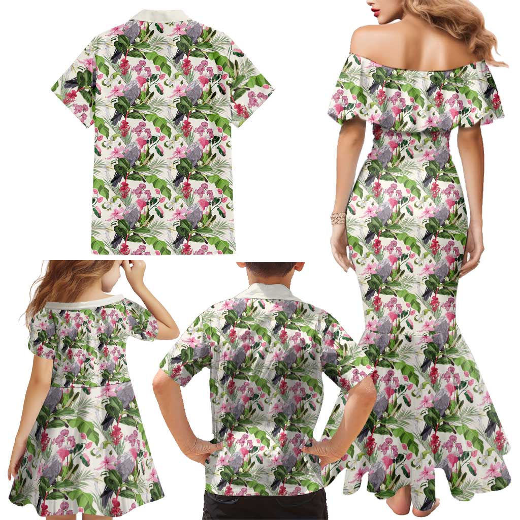 Aussie Pink Cockatoo Flowers Seamless Pattern Family Matching Mermaid Dress and Hawaiian Shirt - Aussie Hoodie