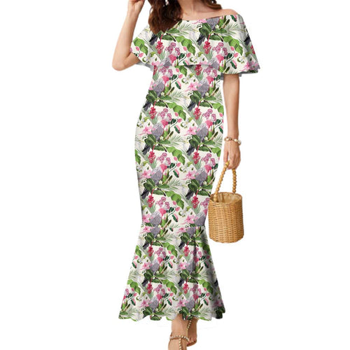 Aussie Pink Cockatoo Flowers Seamless Pattern Family Matching Mermaid Dress and Hawaiian Shirt - Aussie Hoodie