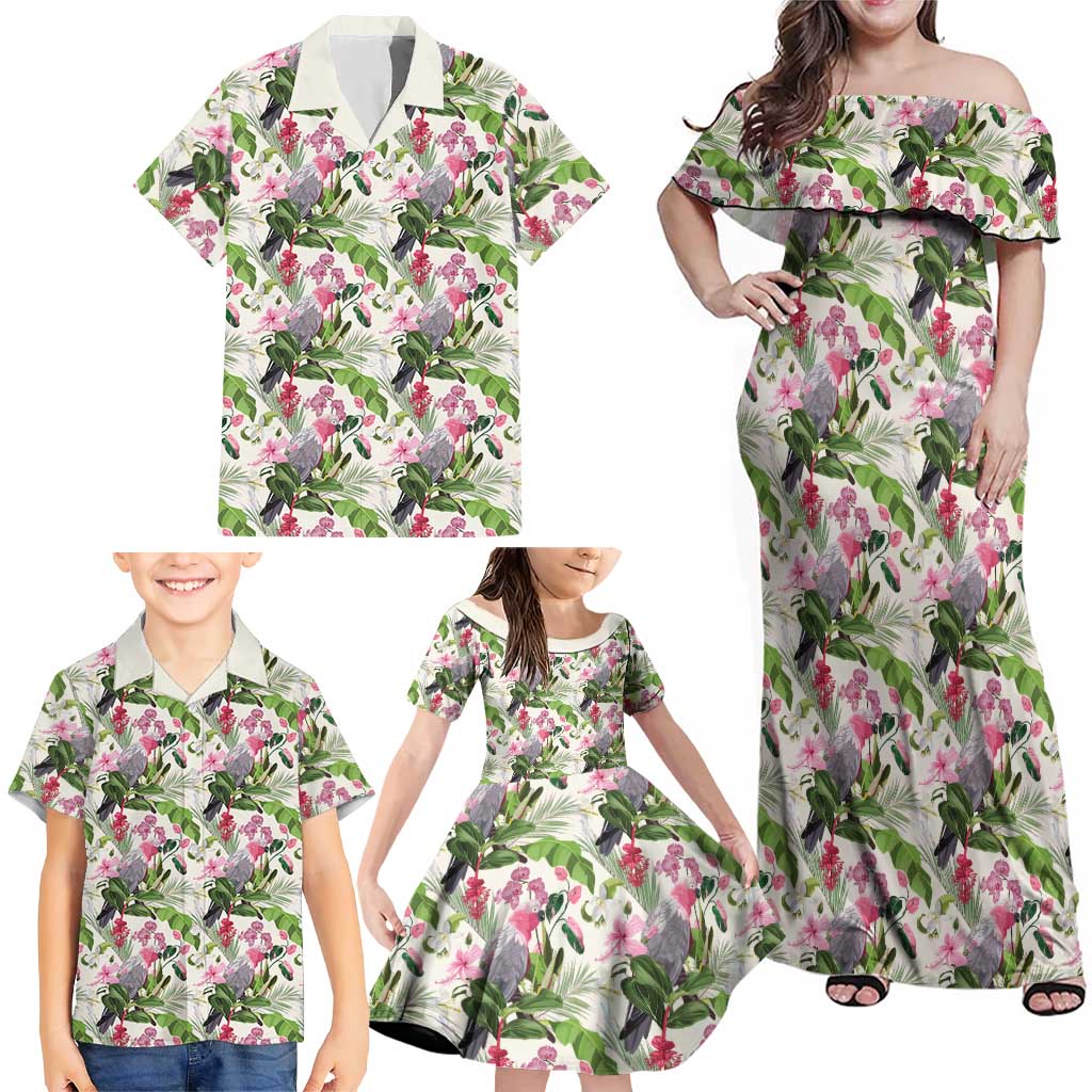 Aussie Pink Cockatoo Flowers Seamless Pattern Family Matching Off Shoulder Maxi Dress and Hawaiian Shirt - Aussie Hoodie