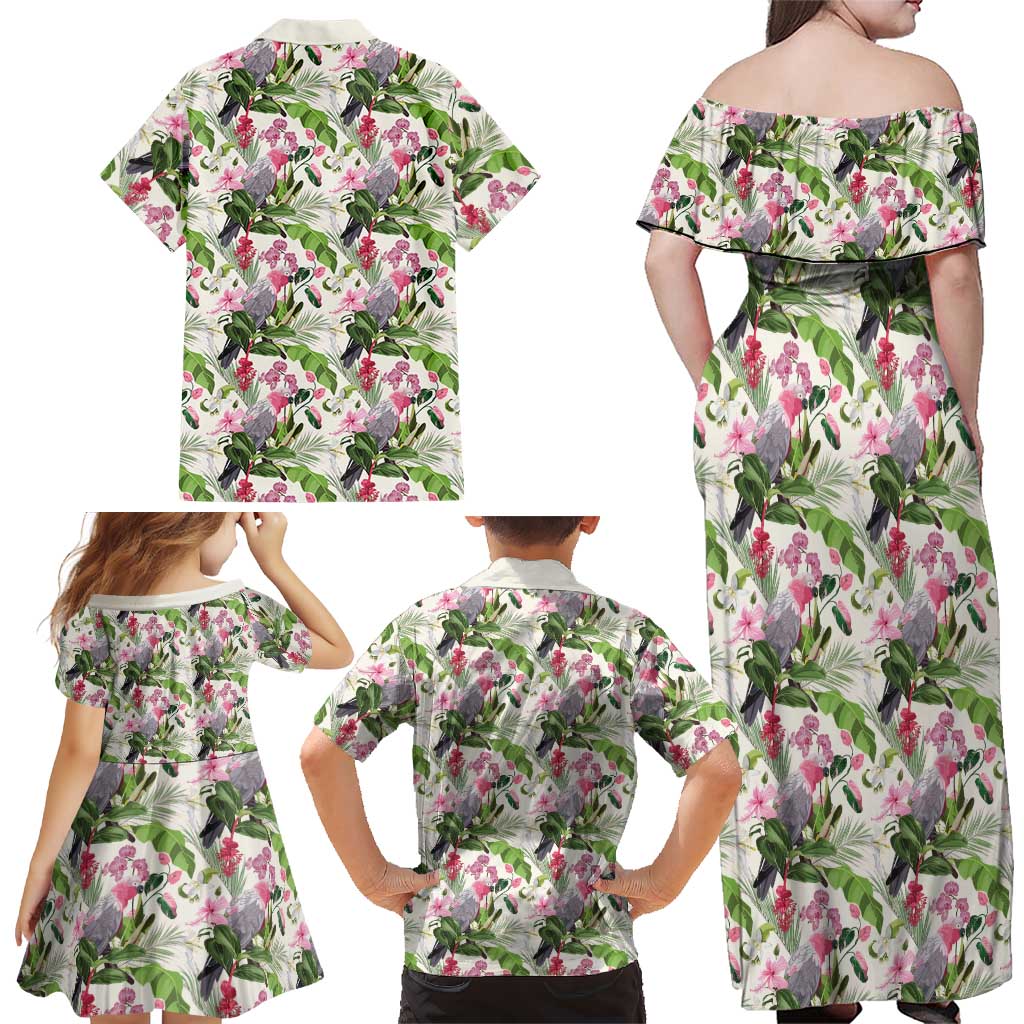 Aussie Pink Cockatoo Flowers Seamless Pattern Family Matching Off Shoulder Maxi Dress and Hawaiian Shirt - Aussie Hoodie
