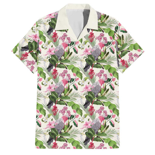 Aussie Pink Cockatoo Flowers Seamless Pattern Family Matching Off Shoulder Maxi Dress and Hawaiian Shirt - Aussie Hoodie