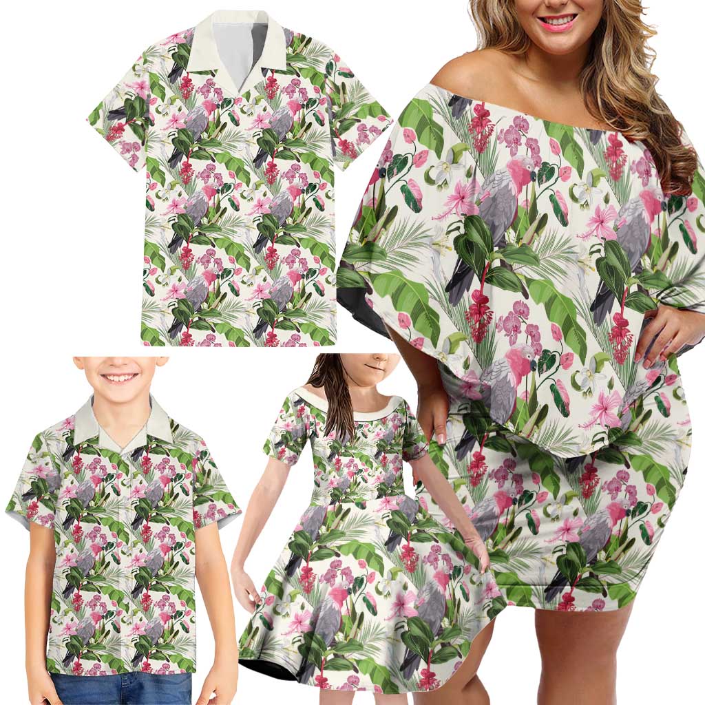 Aussie Pink Cockatoo Flowers Seamless Pattern Family Matching Off Shoulder Short Dress and Hawaiian Shirt - Aussie Hoodie