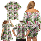 Aussie Pink Cockatoo Flowers Seamless Pattern Family Matching Off Shoulder Short Dress and Hawaiian Shirt - Aussie Hoodie