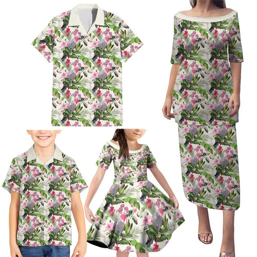 Aussie Pink Cockatoo Flowers Seamless Pattern Family Matching Puletasi and Hawaiian Shirt - Aussie Hoodie