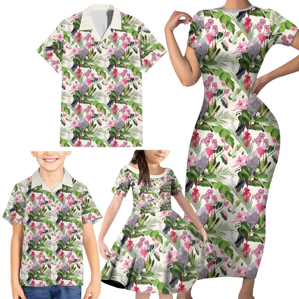 Aussie Pink Cockatoo Flowers Seamless Pattern Family Matching Short Sleeve Bodycon Dress and Hawaiian Shirt - Aussie Hoodie