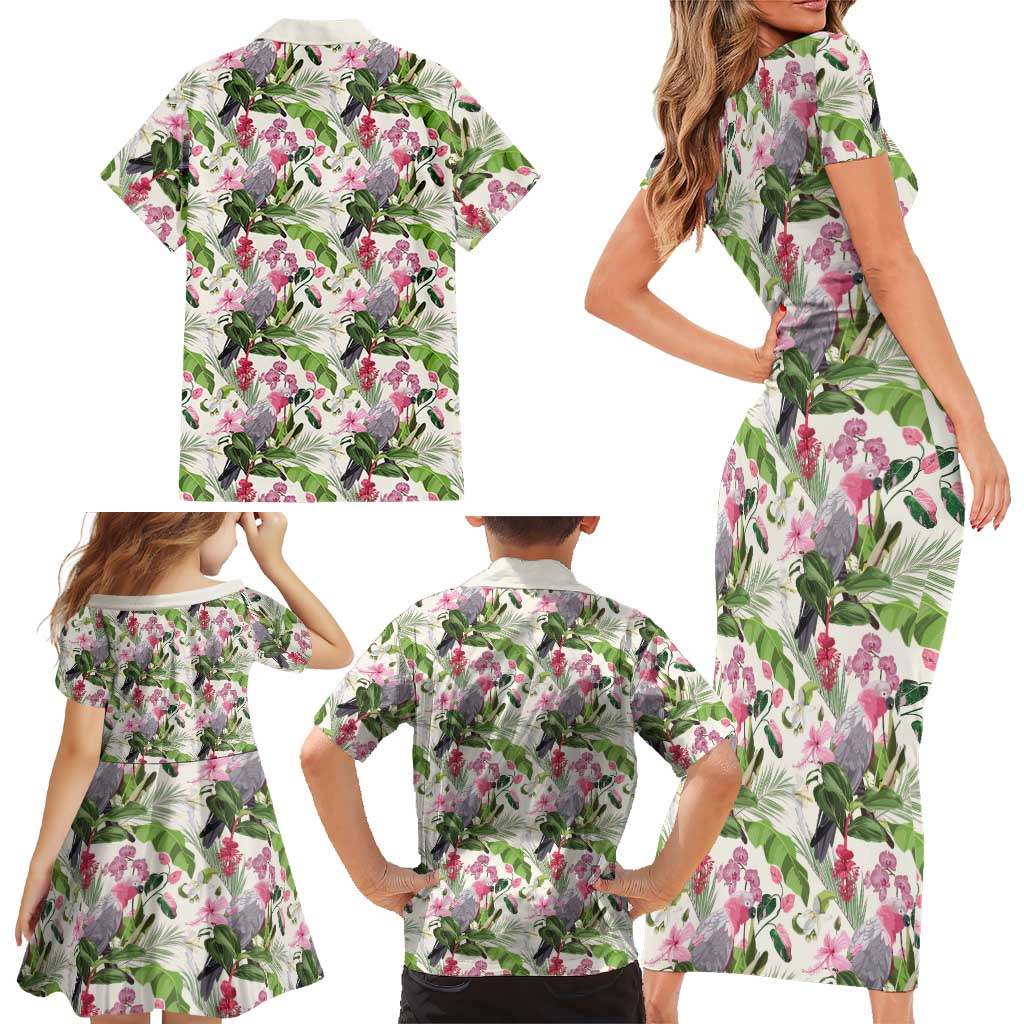 Aussie Pink Cockatoo Flowers Seamless Pattern Family Matching Short Sleeve Bodycon Dress and Hawaiian Shirt - Aussie Hoodie