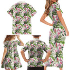 Aussie Pink Cockatoo Flowers Seamless Pattern Family Matching Short Sleeve Bodycon Dress and Hawaiian Shirt - Aussie Hoodie