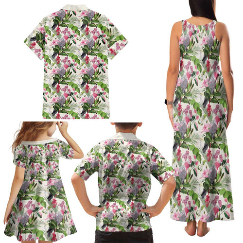 Aussie Pink Cockatoo Flowers Seamless Pattern Family Matching Tank Maxi Dress and Hawaiian Shirt - Aussie Hoodie