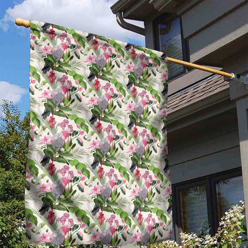 Aussie Pink Cockatoo Flowers Seamless Pattern Garden Flag - Aussie Hoodie
