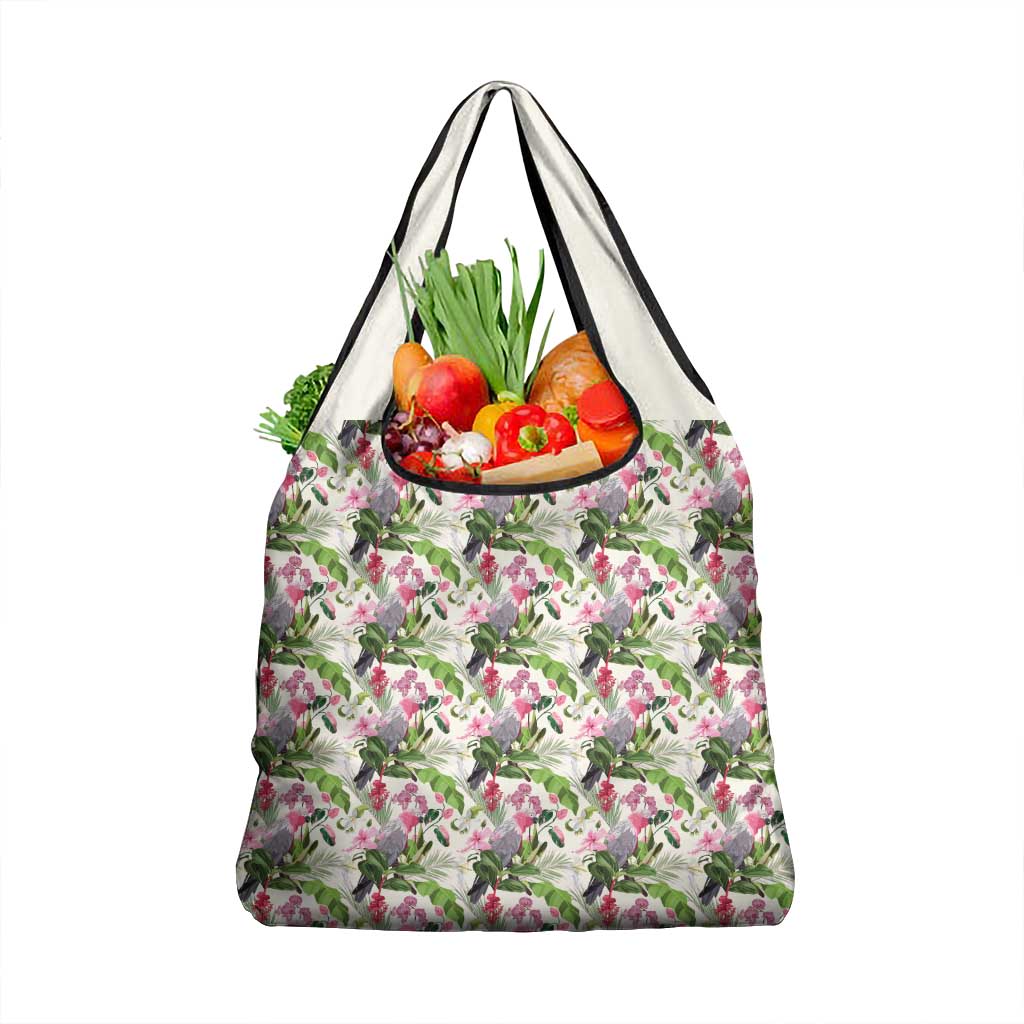Aussie Pink Cockatoo Flowers Seamless Pattern Grocery Bag - Aussie Hoodie