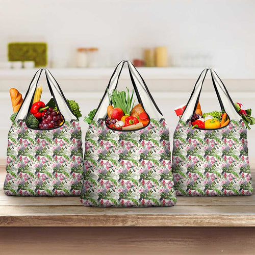 Aussie Pink Cockatoo Flowers Seamless Pattern Grocery Bag - Aussie Hoodie